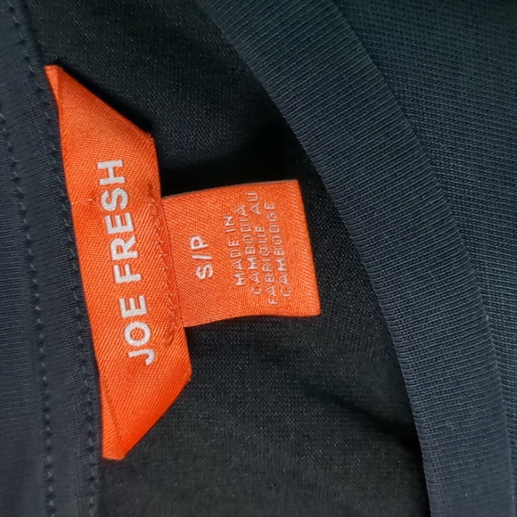 JOE FRESH* Size S elastic waist cap sleeve loop/button close 2pkt jumpsuit slate - Picture 5 of 8